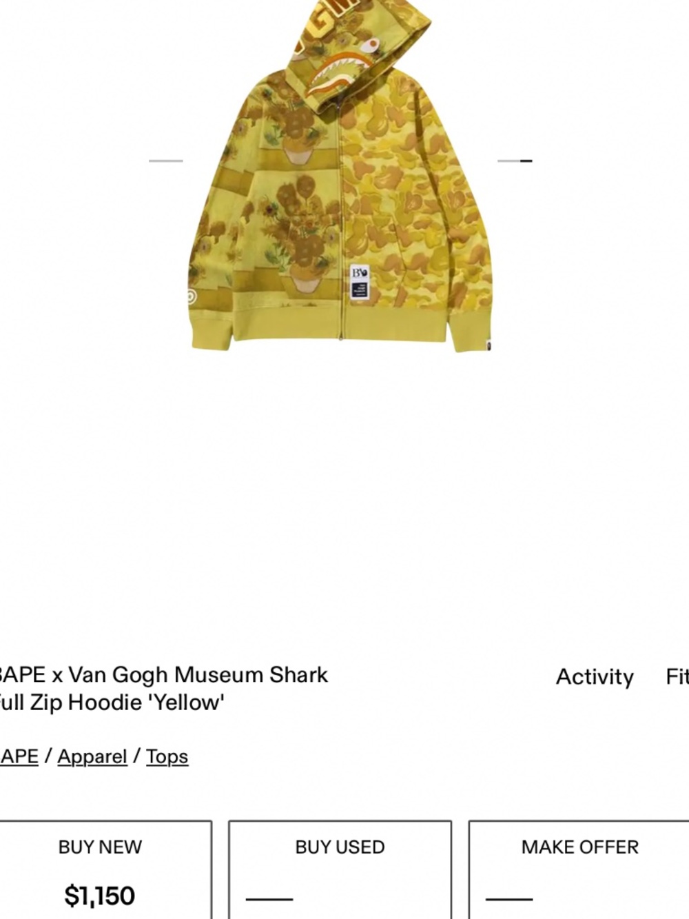 Bape rare Van Gogh zip up